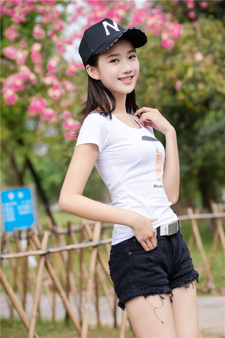 Áo khoác nữ nữ tay ngắn Hàn Quốc 2019 mới hè hè thân hình áo thun nữ cotton nửa tay áo sơ mi thủy triều - Áo phông áo phông nữ chất đẹp