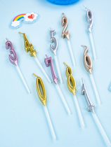 (Special Price) Gold Plated Long Letter Digital Candle Birthday Cake Decoration Candle Baking Dessert Table