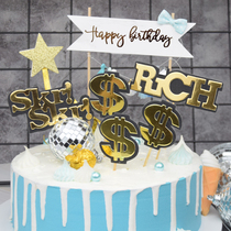 Hip-hop rap Skr RICH birthday cake decoration flag-planting creative dollars buzzwords baking card card card card