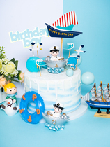 Birthday Cake Decoration Navy Captain Swing Piece Boy Girl Marine Themed Swimming Circle Baking Dessert Table Hem