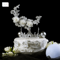 Birthday cake decoration ornaments lace crown edge insert plug-in Moon lace lace baking ornaments