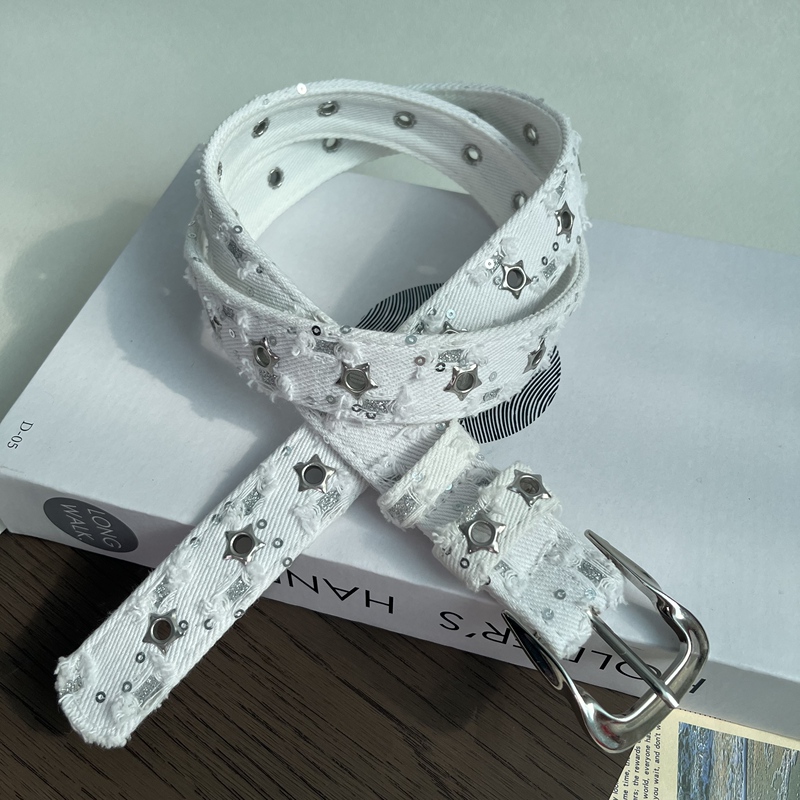 2026 New Retro Star Studded Denim Belt Y2K Versatile with Jeans Women's Belt with a High-End Feel