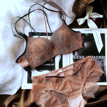 New product personality front buckle lace thin belt beauty back cross sexy underwear gathered on the upper thin bottom thick small chest bra