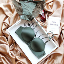Green pink black sexy front buckle thin strap without steel ring bra set thick back gathering student underwear underwear
