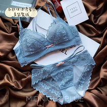 French triangle cup girl bra thin without steel ring lace beautiful back thin band student bra blue comfortable Japanese Department