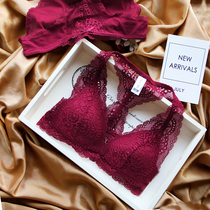 European and American sexy lace front buckle underwear large size without steel ring beautiful back triangle cup chest sleeve with white bra