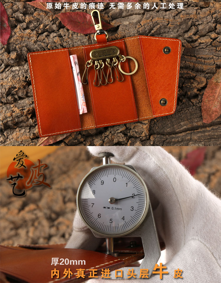Tình yêu nghệ thuật da thủ công da nhập khẩu lớp trên cùng da hoang dã ban đầu gốc retro thẻ da gói văn học túi nam ví nam da thật