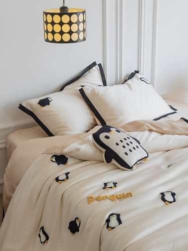 Милая подушка, двусторонний комплект для обучения математике, шелковая летняя простыня, покрывало, с вышивкой, 4 предмета