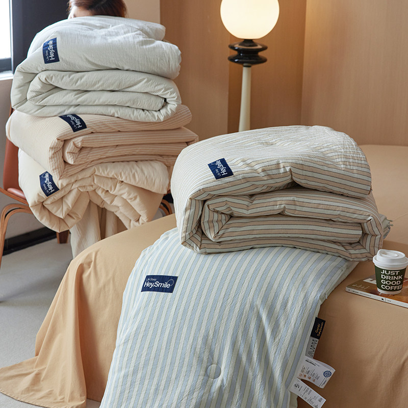 虾米的故事 хлопковое одеяло для лета кондиционера весна-осень соевое волокно тонкое мягкое утепленное зимнее одеяло в полоску машинная стирка