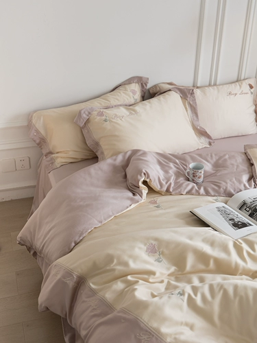 Комплект, простыня, пододеяльник, французский стиль, с вышивкой, 60 шт, 4 предмета, постельные принадлежности