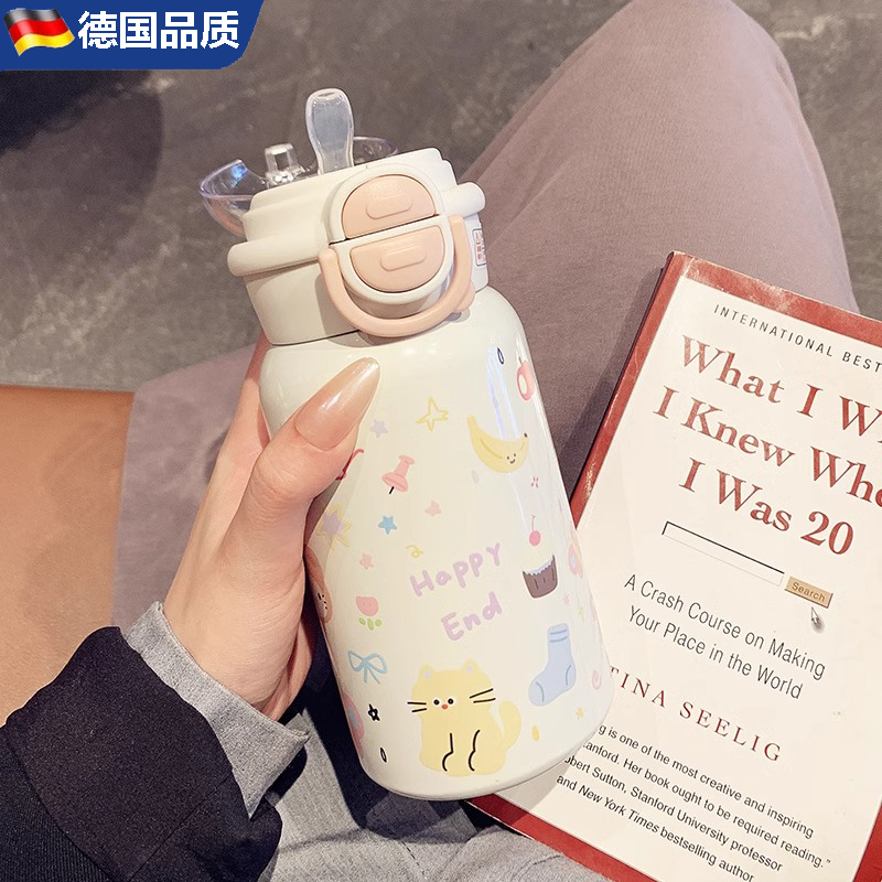 Немецкая чашка-термос EA cute kitten thermos cup для девочек, высококачественная двойная чашка для питья 316, специальная портативная для учеников, которые ходят в школу