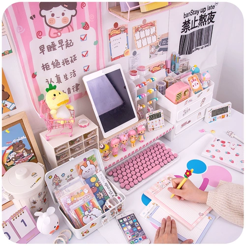 Girl Heart ins ind wind jiugong shijie настольный рисунок коробка для студенческих канцелярских товаров на стойке компьютерных компьютеров рамка