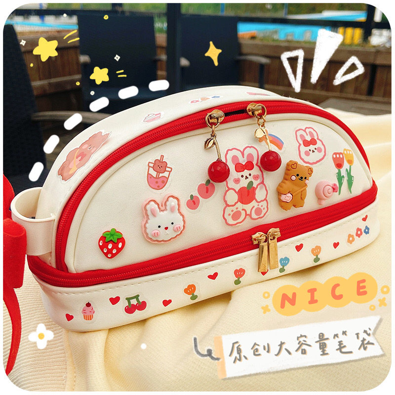 Japanese pen bag large capacity junior high school girl ins girl girl student cute high value stationery pencil box