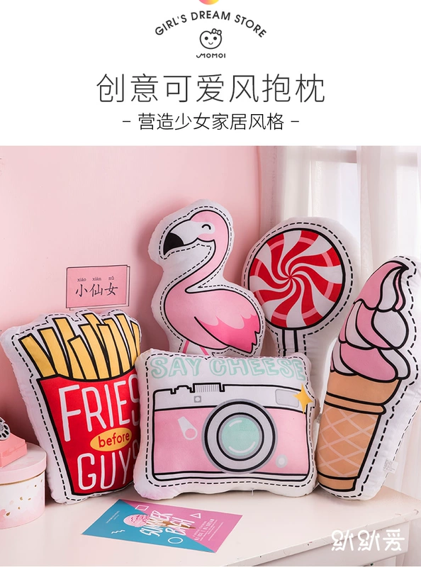 2018 net đỏ mới dễ thương in gối cô gái trái tim sofa gối đệm nhà phòng ngủ giường nhỏ
