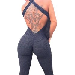 Cross -border new yoga clothing sexy beauty back, hip -in -abdomen, fitness suit, yoga conjoined female girl

