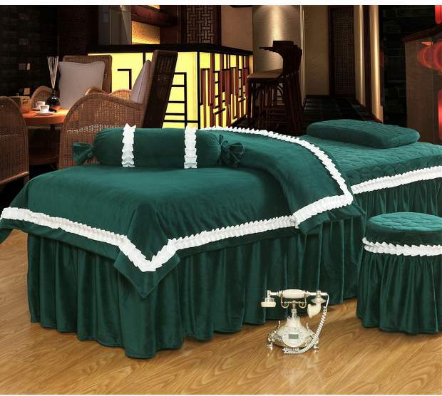 Mới siêu mềm ấm pha lê nhung rắn màu sắc đẹp cơ thể massage vật lý trị liệu chăn bao gồm bốn bộ gửi lõi ga trải giường spa giá rẻ