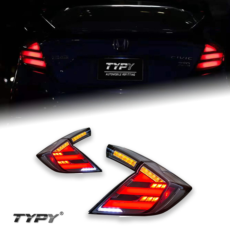 Suitable for 16-21 Tenth-Generation Civic Hatchback Tail Light Assembly Modification to Mugen Unlimited Style Rear Tail Lights with Flowing Lights