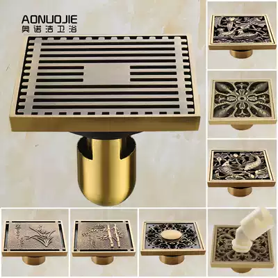 European-style pastoral carved all-copper antique dressing room floor drain deodorant anti-overflow dragon and phoenix dual washing machine