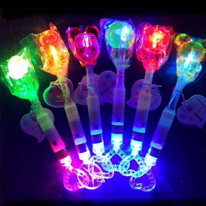 Double-Light Creative Colorful Flashing Led Light-Up Lollipop Fluorescent Lollipop Candy Rose Flower 50-Pack 