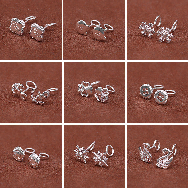 Japanese and Korean temperament simple 99 sterling silver hook hypoallergenic mini small ear needle female personality student wild earrings