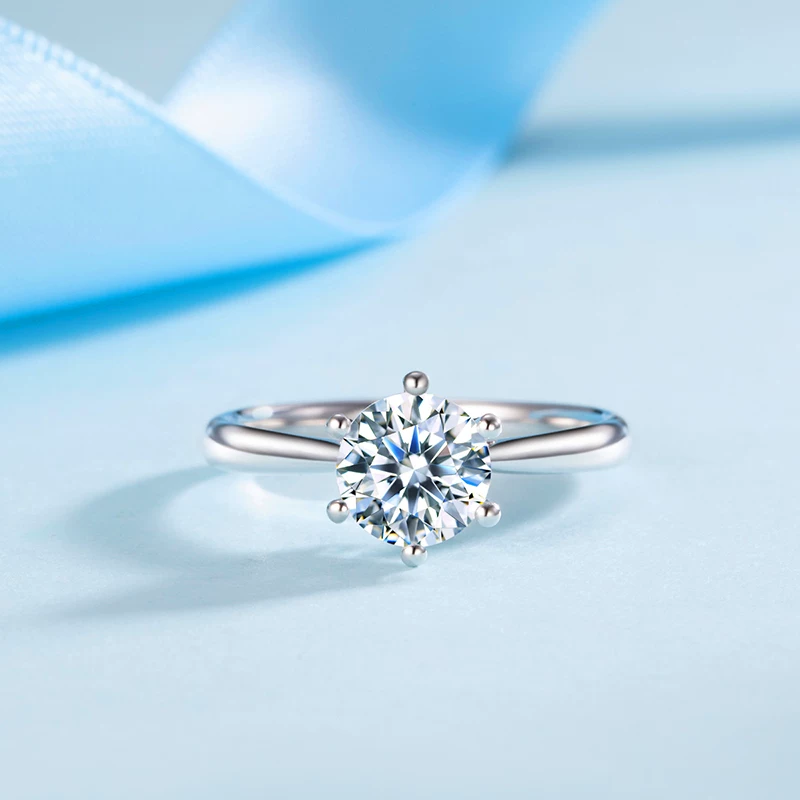 Кольцо с бриллиантом 18K золото «Zaki Bai» с шестиугольной лапкой, классическое обручальное, 30 очков 50 очков, подлинное помолвочное украшение для женщины