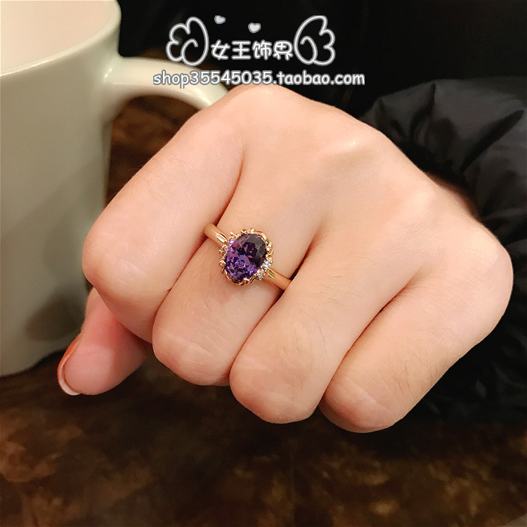 Hàn Quốc và Hàn Quốc thời trang đá quý màu đỏ corundum vòng cổ điển nhẫn nữ màu vàng tím xanh may mắn màu vàng pha lê tourmaline nhẫn vàng 18k