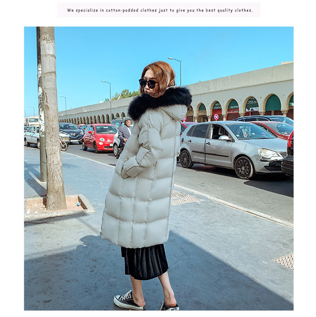 Áo khoác cotton xuống cổ nữ mùa đông dài qua áo khoác cotton đầu gối 2019 phiên bản Hàn Quốc mới của áo khoác chống bán giảm giá - Bông áo khoác lông vũ nữ