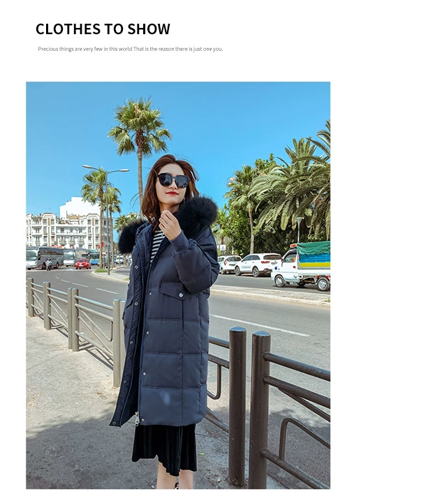 Áo khoác cotton xuống cổ nữ mùa đông dài qua áo khoác cotton đầu gối 2019 phiên bản Hàn Quốc mới của áo khoác chống bán giảm giá - Bông