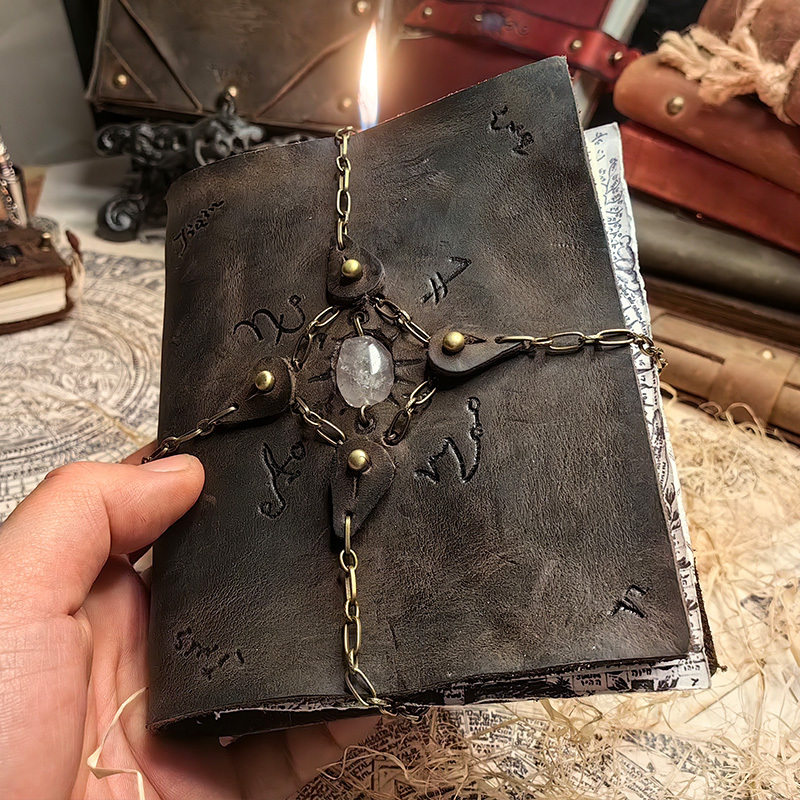 Blamag Locking Magic Book Themed Magic Book, Vintage Handmade Leather Creative Diary Notebook