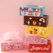 Cartoon cute bear rabbit creative car car tissue box living room multifunctional car drawing box high quality PU leather