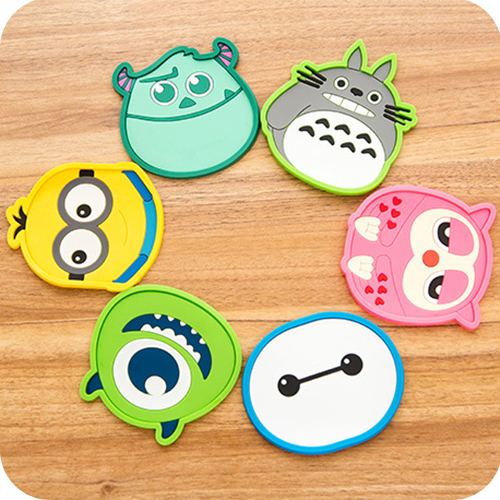 New cute heat insulation non-slip creative cartoon coaster Rubber non-slip mat thickened table mat dining room kitchen