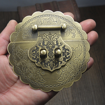 Camphor wooden box Chinese antique lock buckle buckle brass buckle 11cm retro box lock nose vintage furniture lock piece