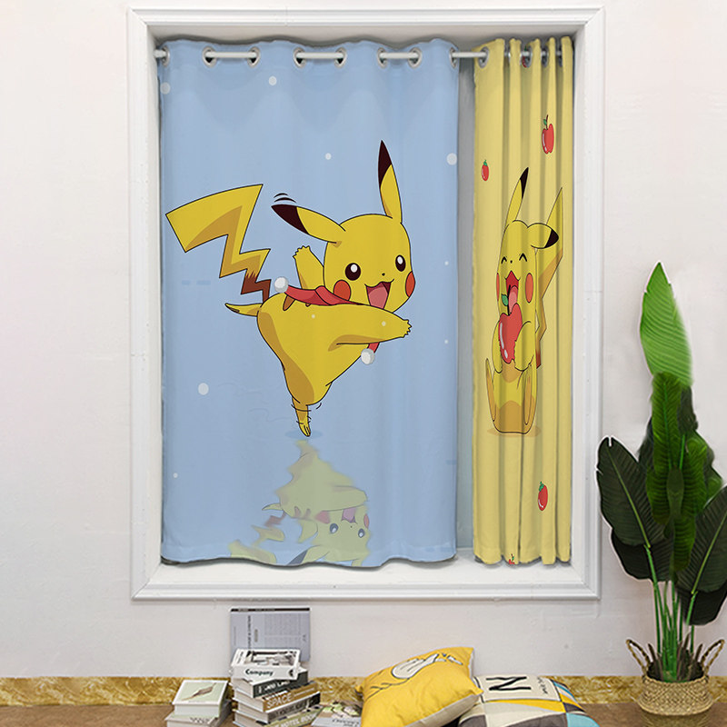 Finished All Shade Coarse Hemp Short Curtain Cartoon Leather Kachu Boy Cute Children Bedroom Curtain Dorm Window Halfcurtain-Taobao