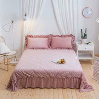 Đề nghị siêu cổ tích phiên bản Hàn Quốc của lông cừu san hô chăn bông trải giường ba bộ lông nhung pha lê nhung nhíp màu đơn giản nhíp ga giường everon giảm giá