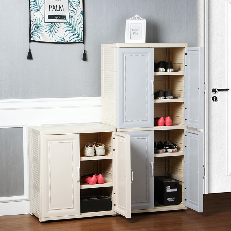 Simple shoe cabinet doorway containing dust-proof large-capacity plastic multilayer containing cabinet European-style modern Xuan closing door cabinet