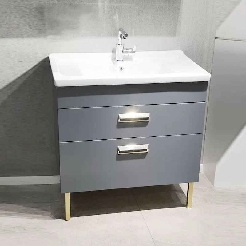 Hegii Nordic style solid wood bath cabinet Multi-layer solid wood floor-to-ceiling powder room Solid wood storage cabinet washbasin