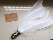 (Handmade-spot) Smoky fan white feather fan purification utensils