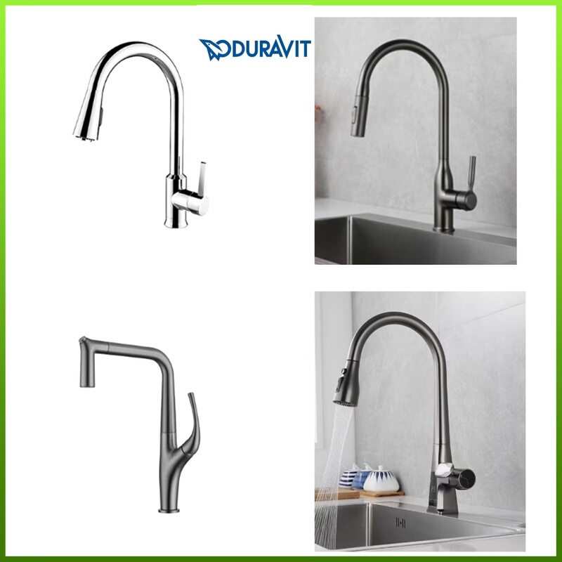 Duravit All-Copper Kitchen Faucet Pull-Out Rotating Hot and Cold Water Household Kitchen Sink Faucet