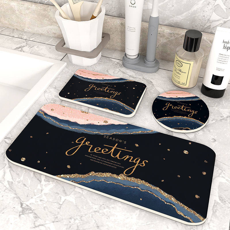 Wash Bench Water Suction Cool Mat Silicon Algae Mud Suction Cup Mat Waterproof Non-slip Speed Dry Tea Cup Mat Makeup Room Handwashing Desk Soap Mat