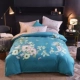 Dày bông chải denim giường bông vải quilt đúp đơn giản không khí 1,5m giường 1.8m - Bộ đồ giường bốn mảnh bộ drap giường 1m6