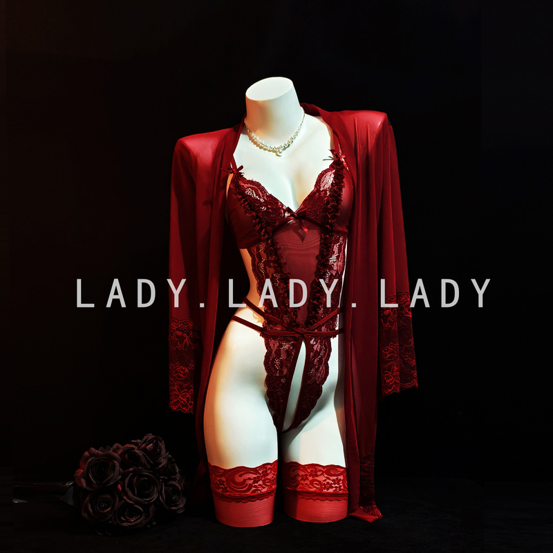Lady Sexy Lingerie Lace Mature Style Seductive Deep V See-Through Abstinence Style One-Piece Erotic Qqny Lingerie Set