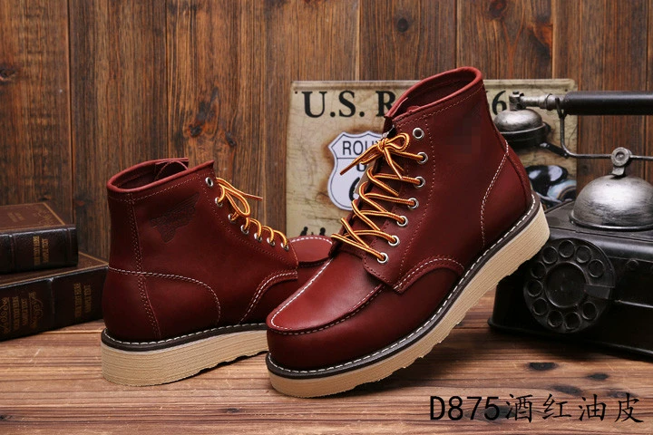 Giày Red Bull Wing cao cấp Nam và Nữ Đầu máy Martin Boots màu đỏ875wing Giống Đoạn P Tái bản 7688F Goodyear - Kính đeo mắt kính