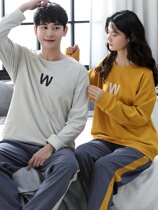 Couples pyjamas spring autumn long sleeves pure cotton men and women The same student Han version go out to wear a home suit suit