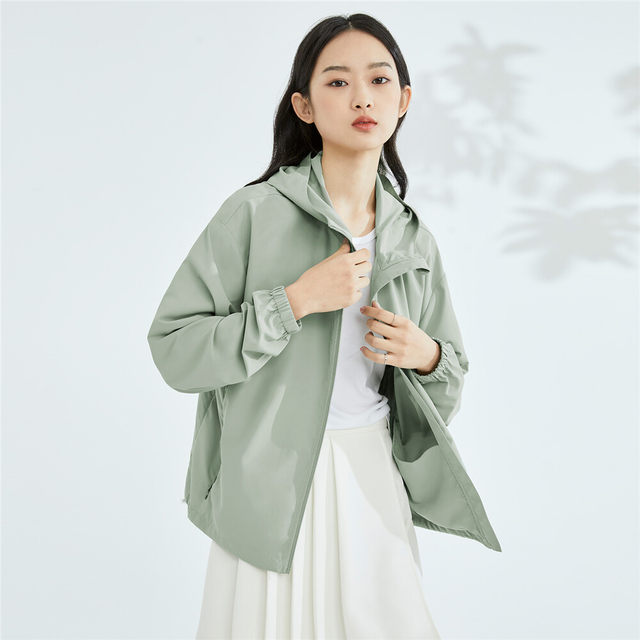 Giordano coat ແມ່ຍິງພາກຮຽນ spring ໃຫມ່ແຂງສີບາດເຈັບແລະງ່າຍດາຍແບບວ່າງ zipper hooded windbreaker ແມ່ຍິງ 05374060