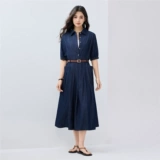 Женское джинсовое платье в стиле Giordano miu с плиссированными лацканами и полуоткрытой 𫔭 планкой 18465506