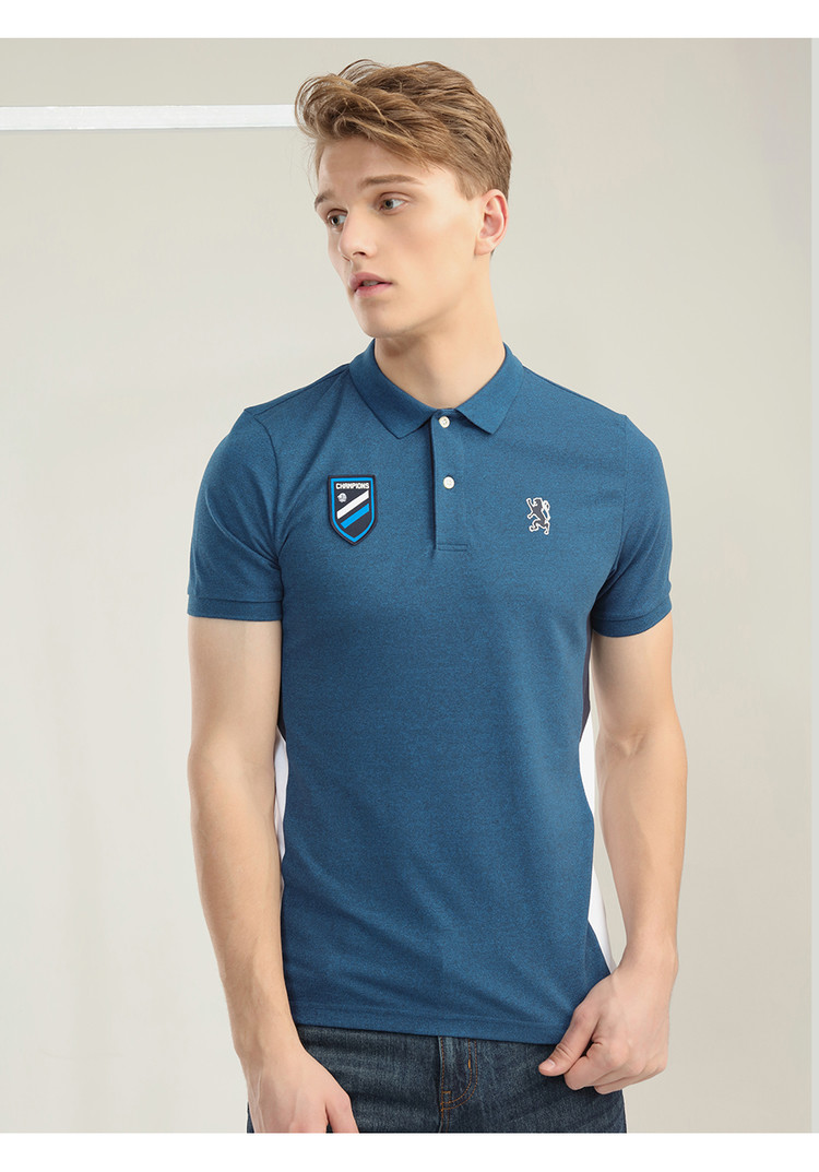 Giordano POLO áo màu xanh và trắng tương phản màu mỏng đàn hồi hạt vải Paul nam ngắn tay t-shirt 93018033