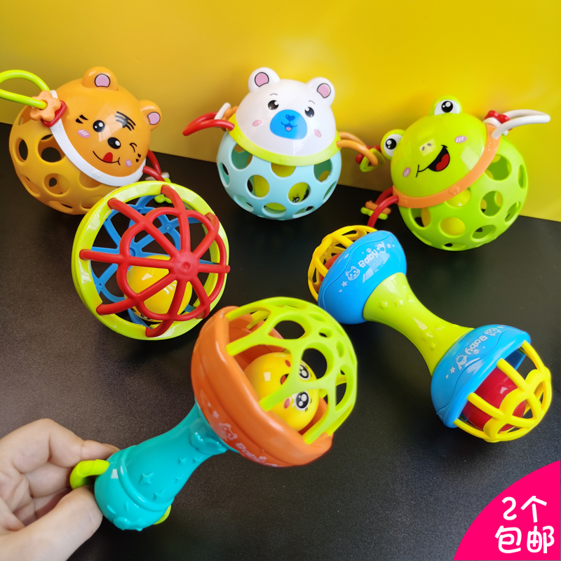Baby hand grip ball nibble to bite soft rubber ball bell to appease baby mood rattle toy 6 months boy girl