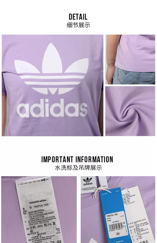 Áo thun nữ tay ngắn Adidas màu xanh lá cây 2019 mới thể thao rộng lớn logo nửa tay áo DV2597 - Áo phông thể thao