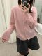 Korean-Style Round-Neck Single-Breasted Soft Wool Brushed Knit Cardigan Sweater Coat for Women, New Spring 2026 Collection