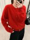Korean-Style Round-Neck Single-Breasted Soft Wool Brushed Knit Cardigan Sweater Coat for Women, New Spring 2026 Collection